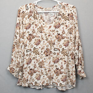 C&C California floral peasant boho v-neck top-2X